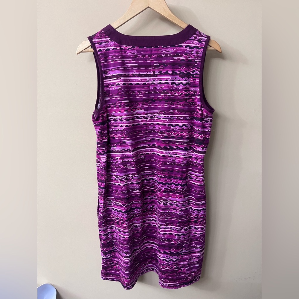 Land’s End 100% Cotton Fuchsia Women’s Printed Tank Dress w/ pockets, Size 12 - Picture 5 of 6